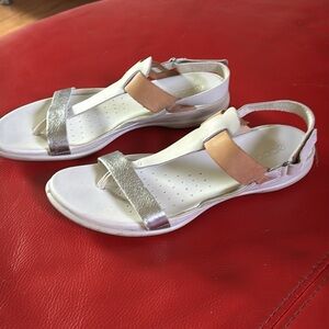 ECCO Flash Leather T-Bar l Sandals Shoes Sz 10